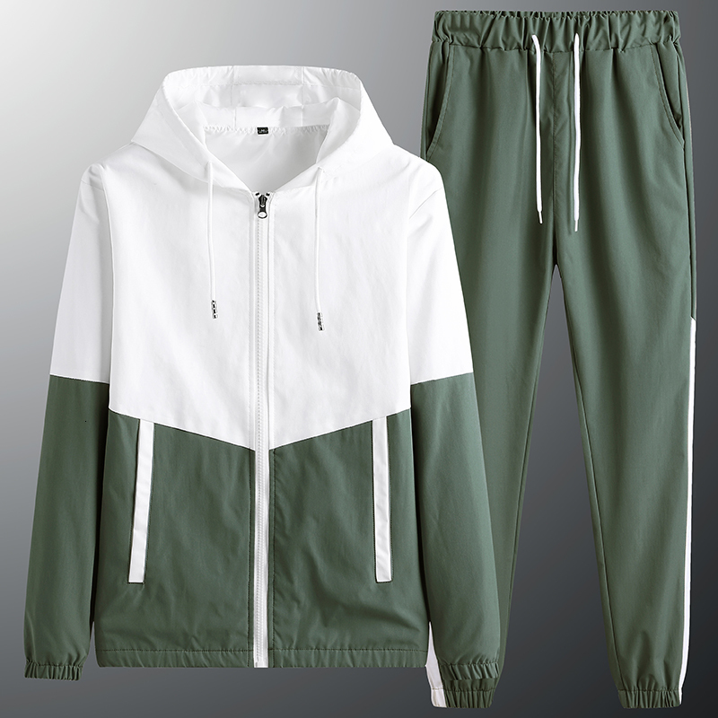 Men's Tracksuits Men Casual Tracksuit Fashion Sports Suit Men's Sets Spring Autumn Two Pieces Jacket Set Mens Sportswear Pants Suit 5XL 2304