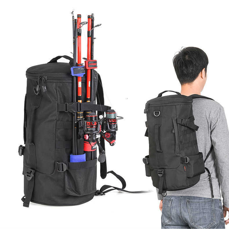 Outdoor Bags Rompin Fishing Bag Portable Backpack Fishing Tackle Storage Rod Holder Tools Carrier 23L Big Capacity Multipurpose Outdoor Bag J230424