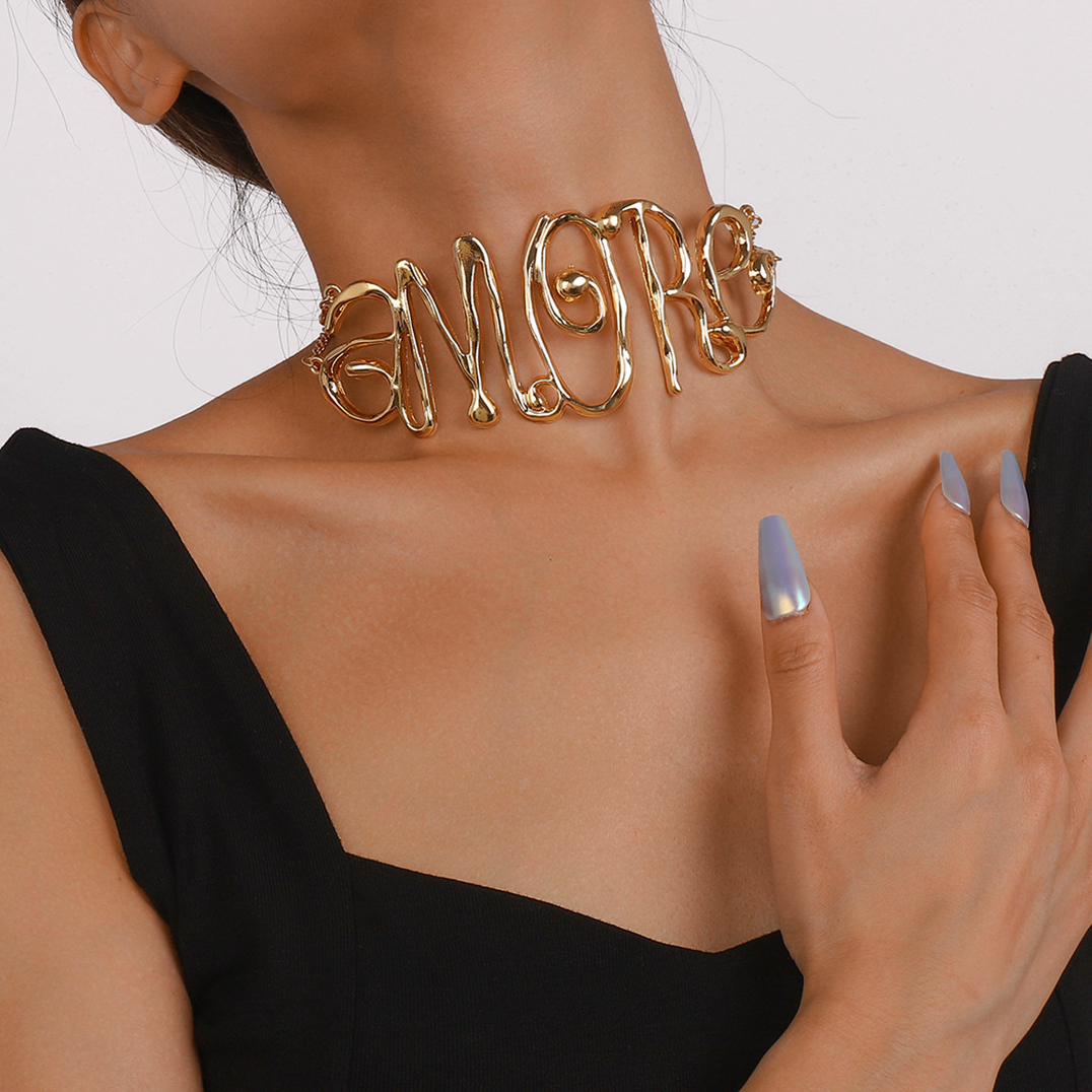 Strands Strings ZA Exaggerated Letter Woman Hip Hop Choker Necklace Party Jewelry 230424