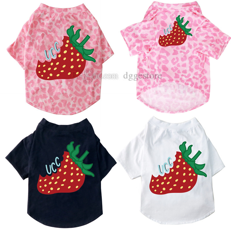 free shipping Designer Dogs T Shirts Apparel Cotton Summer Clothes with ic Letter Pattern Soft Puppy Sweatshirt Pullover for Small Dog Strawberry Pink