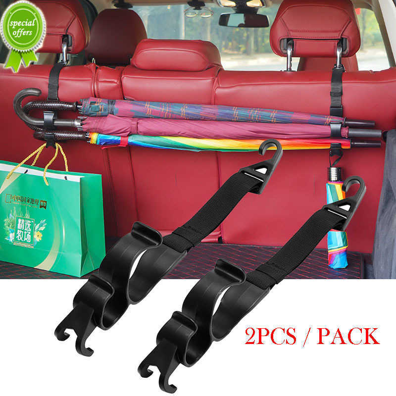2pcs Car Back Seat Hook Multi-function Rear Seat Headrest Hanging Hook Umbrella Holder Seat Back Storage Interior Organizer