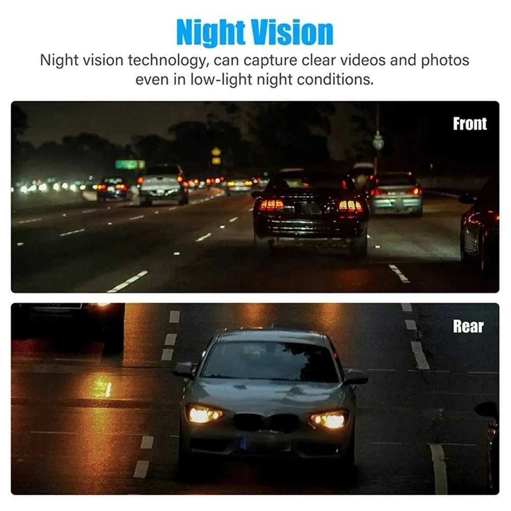 V1 4 Inch IPS Touch Screen Cam 1080P Car DVR Dual Lens Dash Dashcam Wide Angle Video Recorder Rear Camera Night Vision