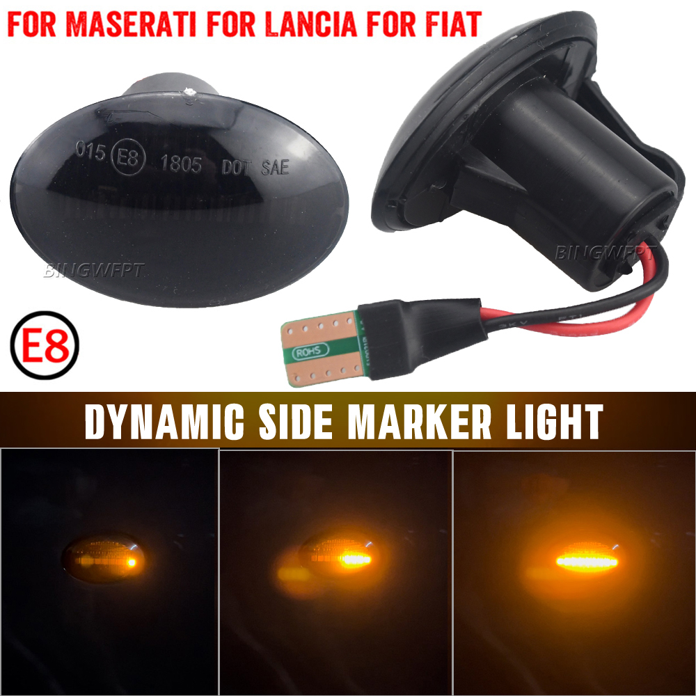 2pcs LED dynamic side marker light turn signal lamp for FIAT 4S 63 3P NUOVA 500 ABARTH For Ford KA DESDE Lancia YPSILON Maserati