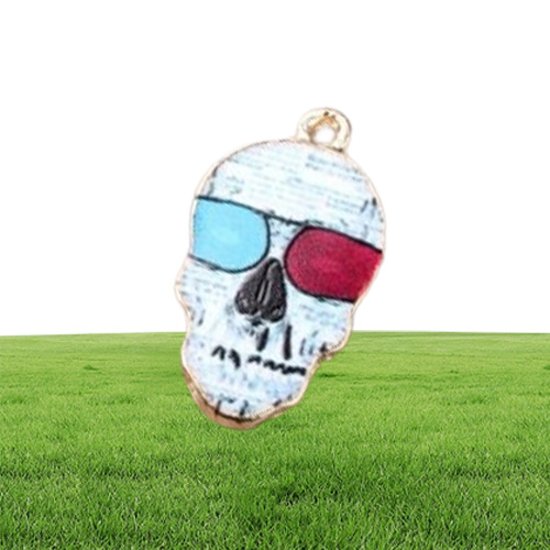 100 PCSLot Skull Charms Skeleton Pendants Diy Jewelry Accessories In Gold Metal 7 different colors