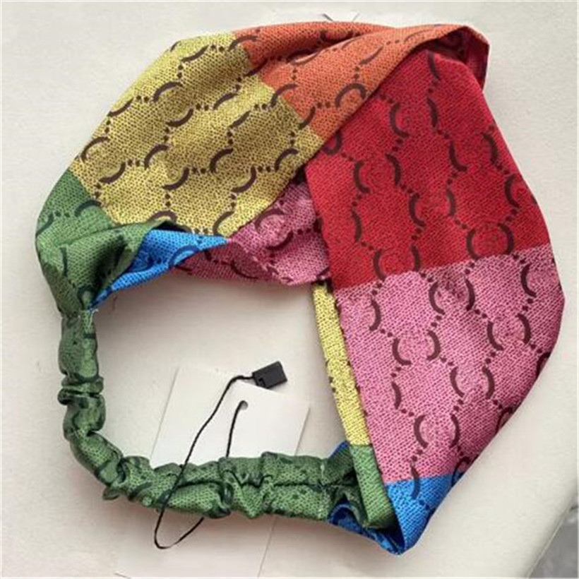 Luxury Designer Rainbow Letter Headbands Fashion Colorful Hair Hoop Wide Brim Elastic Hairband Women Sports Outfit Headwear Hair Jewelry