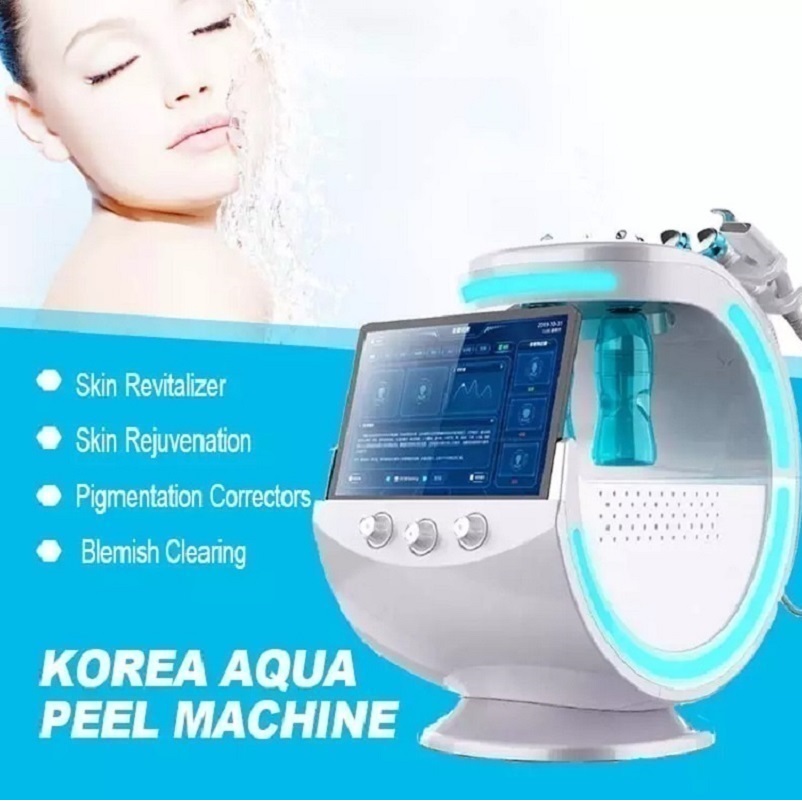 Multi-Functional Beauty Equipment Ice Blue 7in1 H2O2 Facial Cleaning Device with Bio Face Lifting Skin Rejuvenation Whitening Beauty Equipment Tool