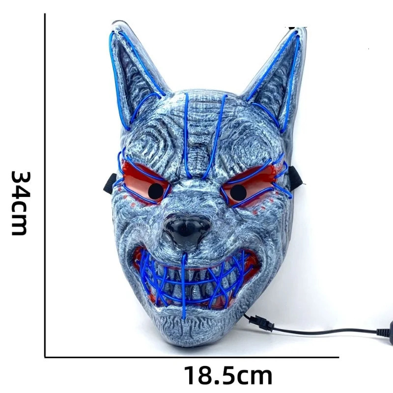 Other Festive Party Supplies wolf mask cosplay halloween ghostface masks full face led fun scream ghost oni demon slayer horror maskking for parties M