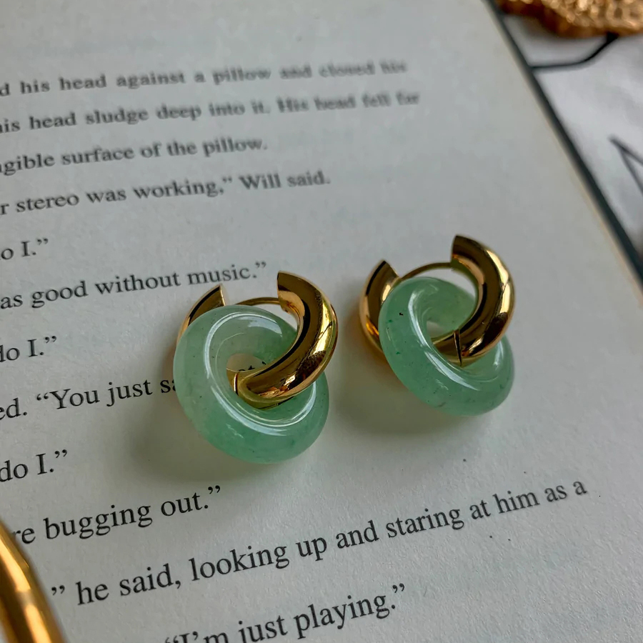 Hoop Huggie Transparent Resin Geometric Earrings for Women Stainless Steel Circle Ear Buckle s with Natural Stone Charms Gifts 230424