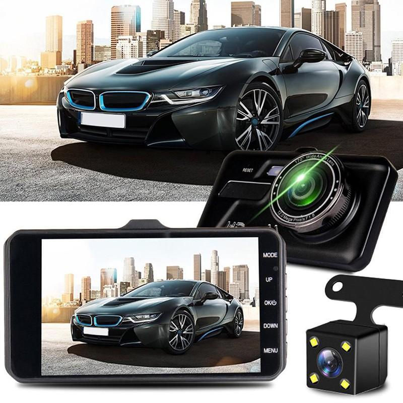 BT200 4 Inch IPS Touch Screen Cam 1080P Car DVR Dual Lens Dash Dashcam Wide Angle Video Recorder Rear Camera Night Vision