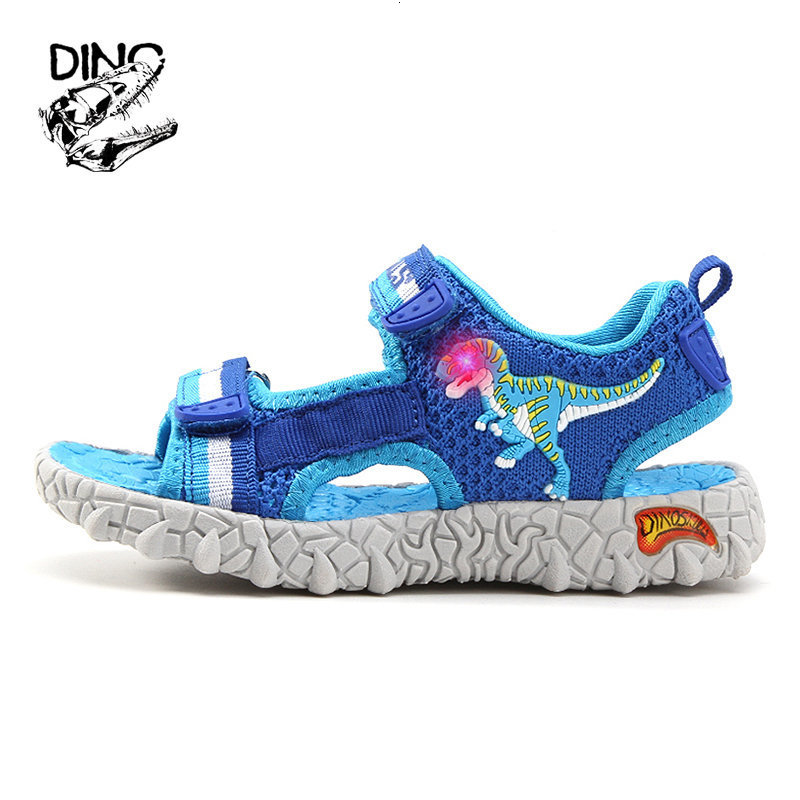 First Walkers DINO Children Summer Sandals 2023 TREX LED Lighting Shoes for 4Y Kids Boys Open Toe Comfortable Beach AntiSlip 230424