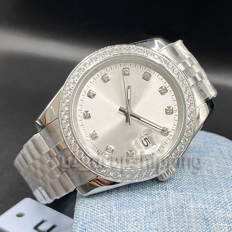 Mens Automatic Mechanical Watches 41/36/31/28MM Full Stainless Steel Diamond Bezel Super Luminous Waterproof Wristwatches Montre De Luxe Dropshipping Women Watch, Color 13