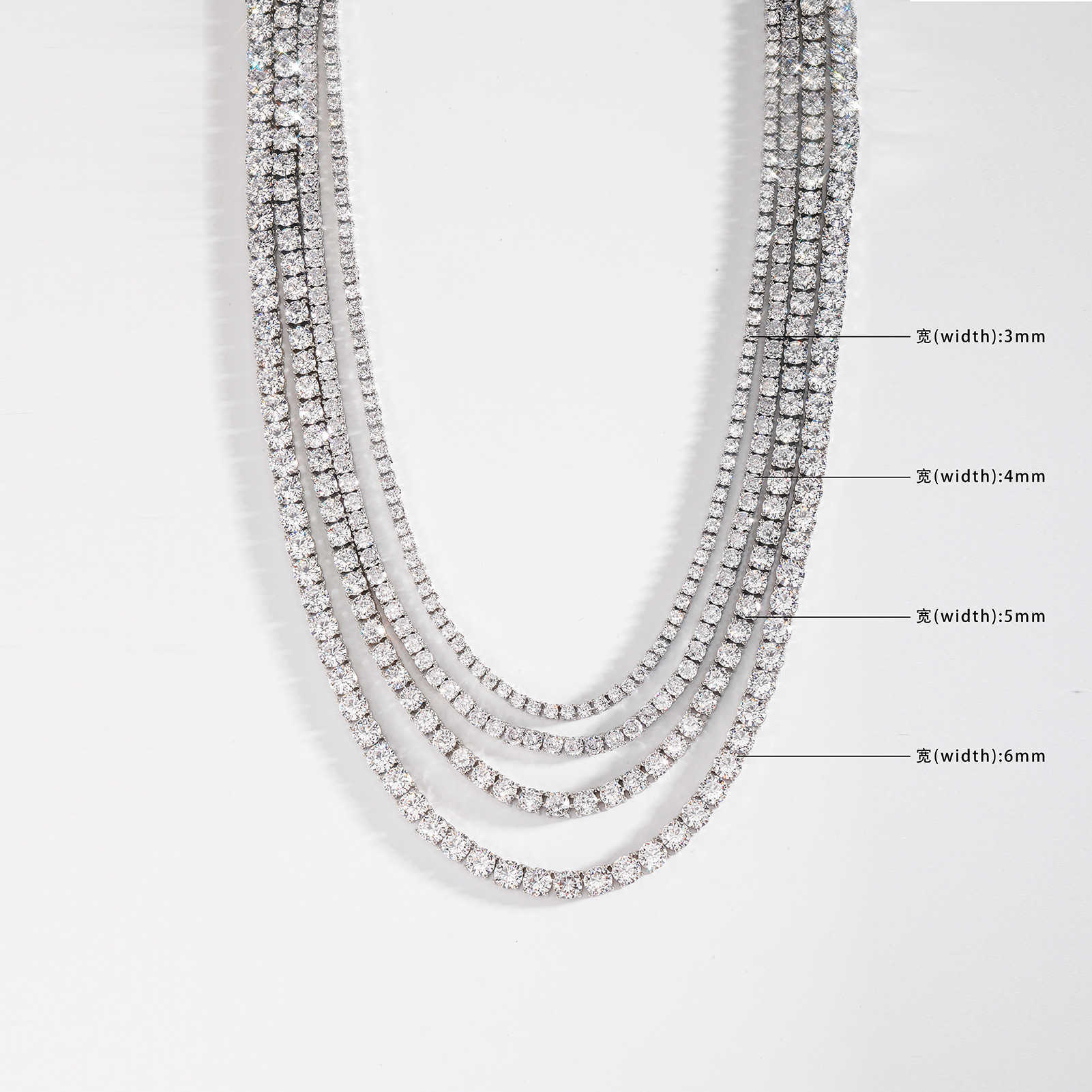 4mm 14-30 Inch Hip Hop Tennis Chain Necklaces Full Diamond Long And Choker Necklace Prong Cubic Zircon Iced Out Cz Stone Crystal Fashion Jewelry For M