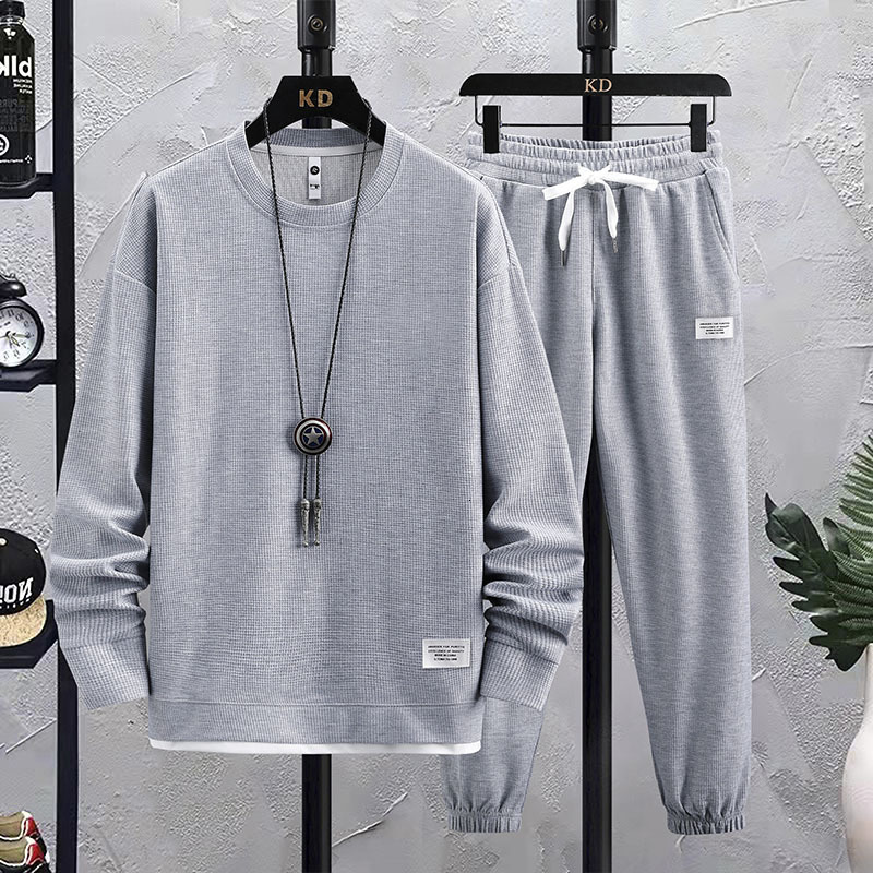 Men's Tracksuits Spring Autumn Men's Two Piece Set Linen Fabric Casual Sweatshirt and Sweatpants Set Mens Sports Suit Fashion Tracksuit 2304
