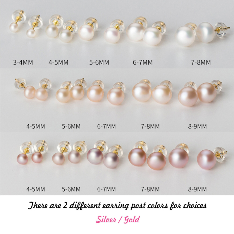 Popular Sterling Silver Fresh Water Pearl Stud Earrings Jewelry for Women Gift