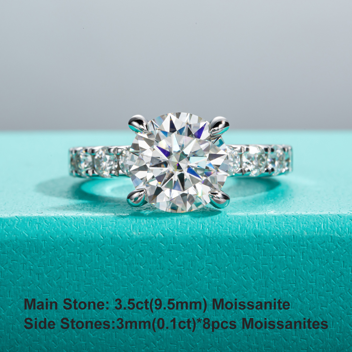 Solitaire Ring AnuJewel 4.3cttw D Color Engagement Rings 925 Sterling Silver 18k Gold Plated Lab Created Diamond Wedding Band Rings 230425