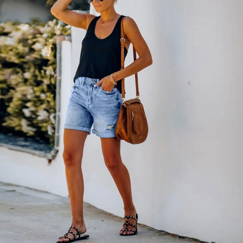 Women's Shorts Summer Plus Size Denim Shorts Indie Style Women Casual Loose Elastic High Waist Wide Leg Straight Short Jeans Streetwear 230425