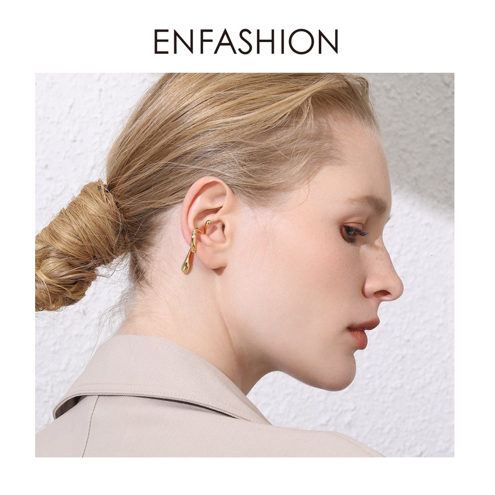 Ear Cuff ENFASHION Punk Curve Ear Cuff Clip On Earrings For Women Gold Color Line Earings Without Piercing Jewelry Oorbellen E191078 230425