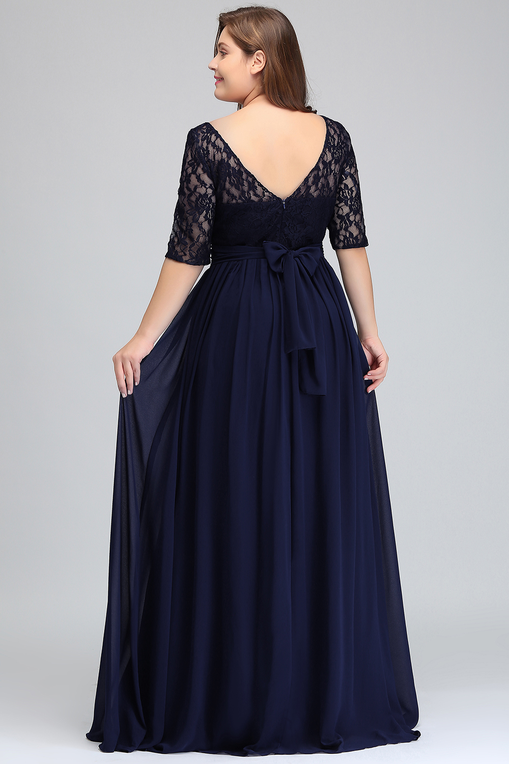 Blue Plus Size Bridesmaid Dresses Long V-back Sleeveless Prom Robe de soiree A-line Birthday Gift Women CPS 526