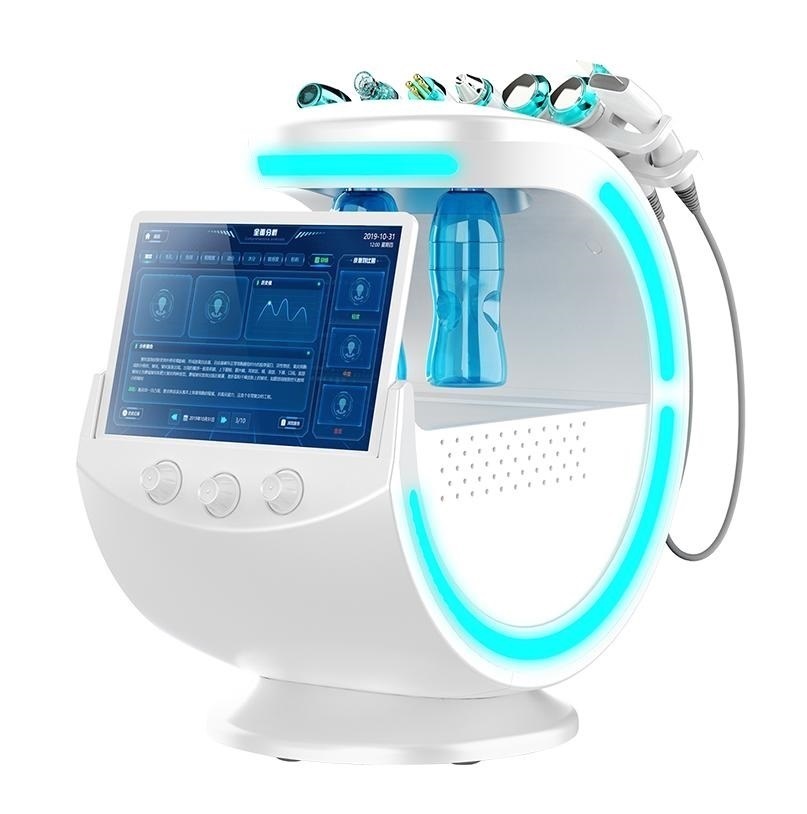 Multi-Functional Beauty Equipment Ice Blue 7in1 H2O2 Facial Cleaning Device with Bio Face Lifting Skin Rejuvenation Whitening Beauty Equipment Tool