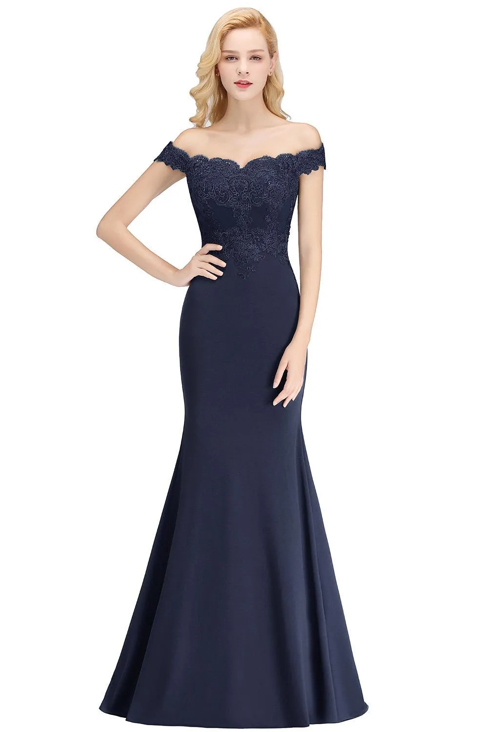 Designed Mermaid Bridesmaid Dresses Elegant Off Shoulder Lace Appliques Backless Long Satin Wedding Guest Party Evening Gowns Cps1080