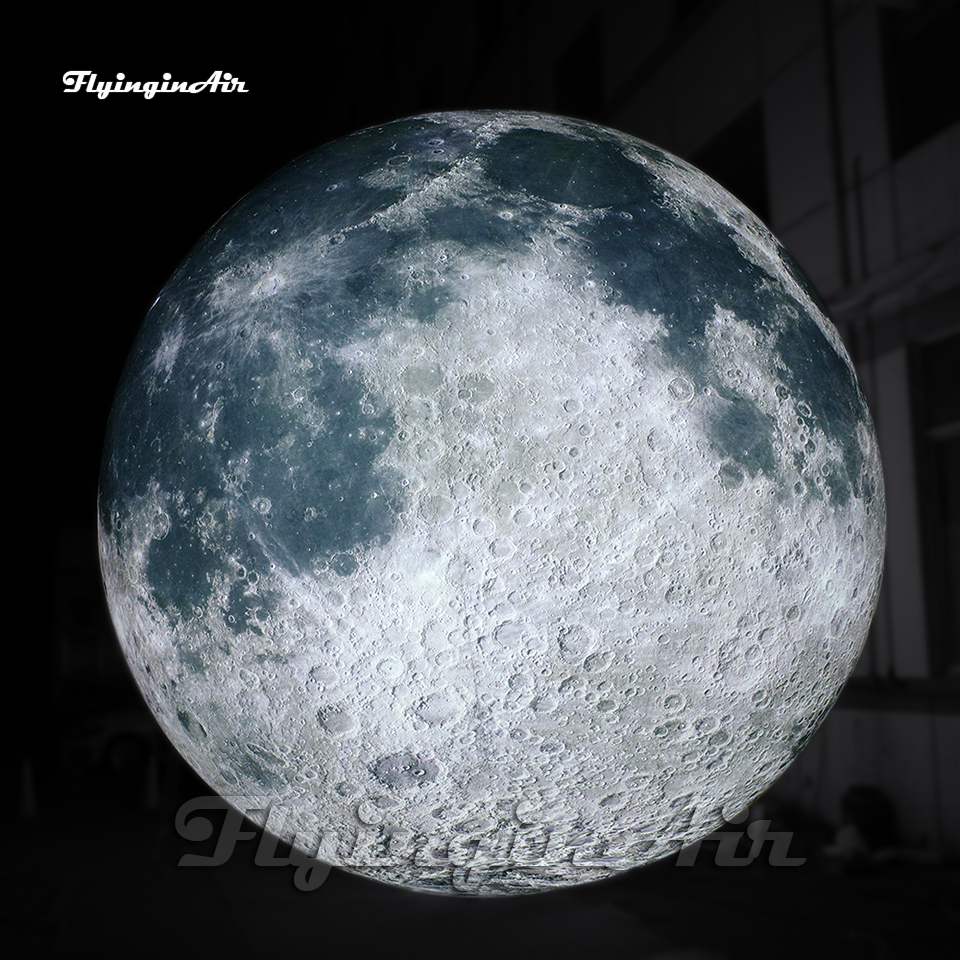 Fantastic Large Hanging Illuminated Inflatable Moon Planet Ball Printed Sphere Balloon LED Supermoon For Party Decoration