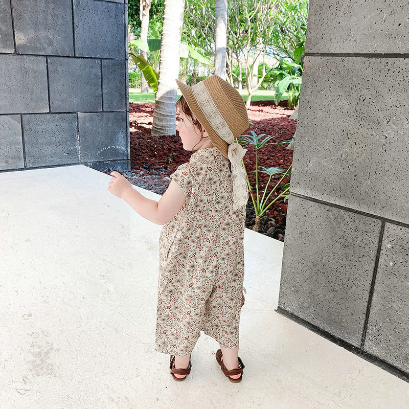 Rompers Summer Girls Jumpsuit Korean Version Of Cotton Baby Long Romper Middle And Small Children'S Casual Sleeveless Clothing 230425