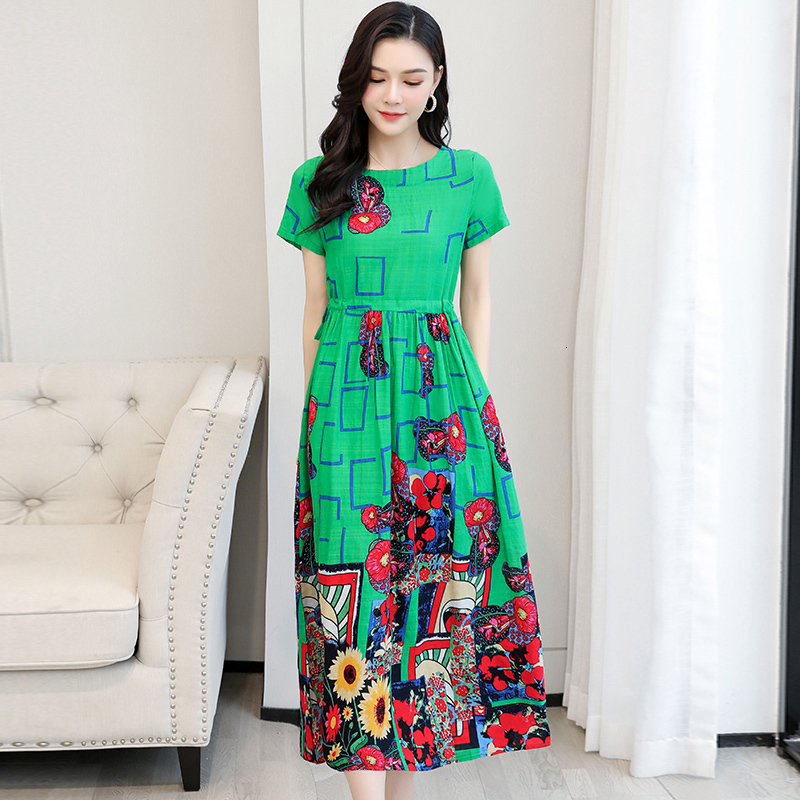 Casual Dresses Printed Oversize Long Dress Women short Sleeve Dresses Female Summer Casual Lady Vestidos 230425