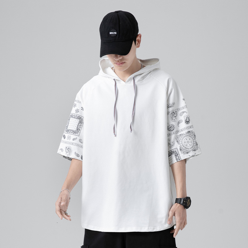 Men's T-Shirts Fashion Summer Hooded T-shirt Men's Harajuku Men's Super Large Paisley T-shirt Casual Cotton T-shirt Street Clothing Top