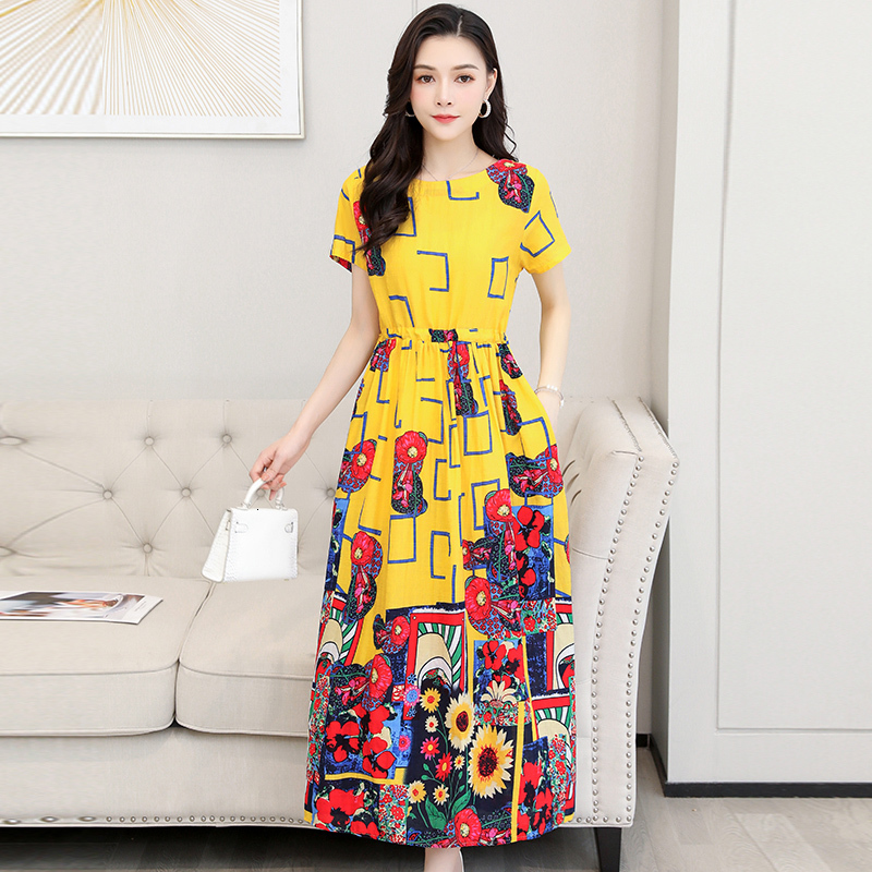 Casual Dresses Printed Oversize Long Dress Women short Sleeve Dresses Female Summer Casual Lady Vestidos 230425
