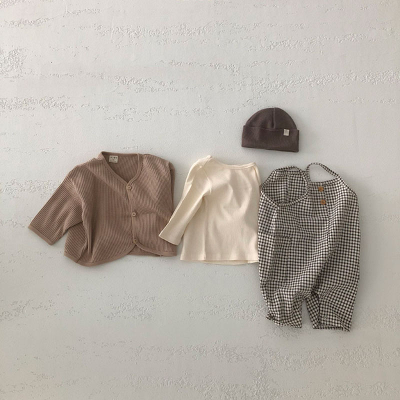 Rompers Spring Autumn Baby Boy Romper Set Solid Color T Shirt Baby Sleeveless Jumpsuit Girls Cute Plaid Jumpsuit Children Clothing 230425