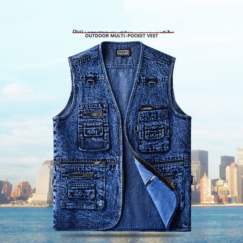 Men's Vests Men's denim vest summer and autumn denim sleeveless men's vest men's denim jacket men's denim vest 230425