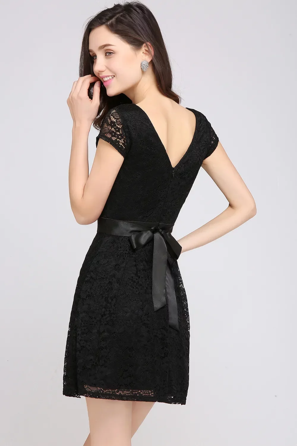 Lace Short Bridesmaid Robe De Soiree A Line Formal Dress Party Vestidos Elegant Evening Gown For Women Wears NEW Cps627