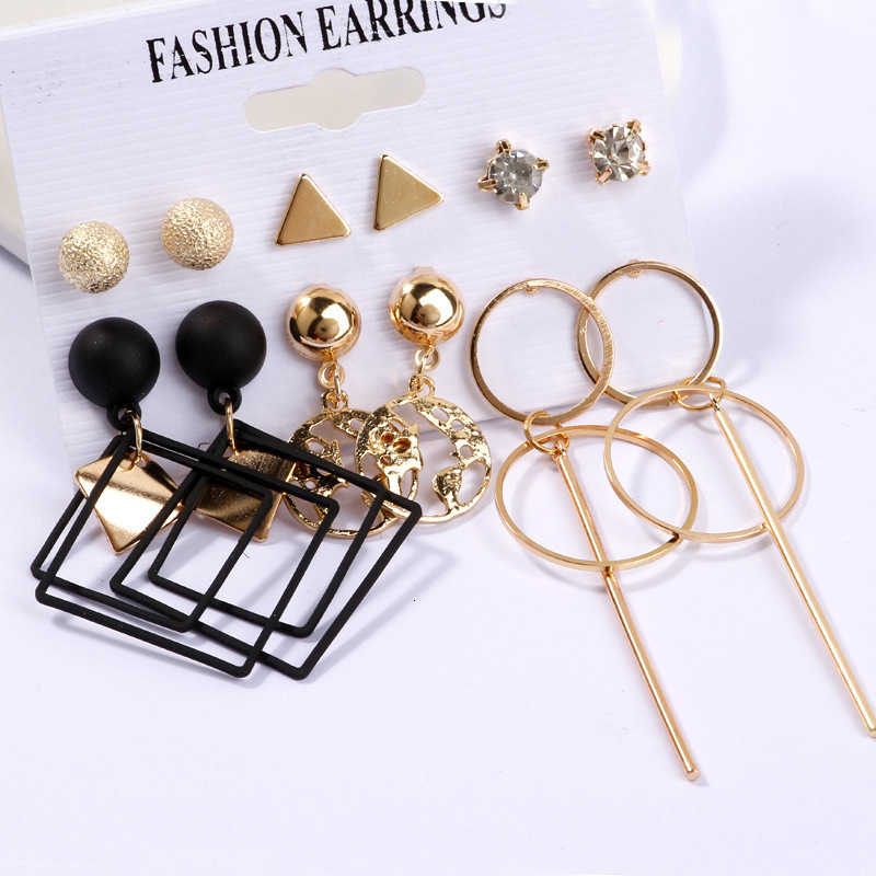Stud LAT s Earrings Set Tassel Pearl for Women Bohemian Fashion Jewelry Geometric Kolczyki Hoop Earings 230424