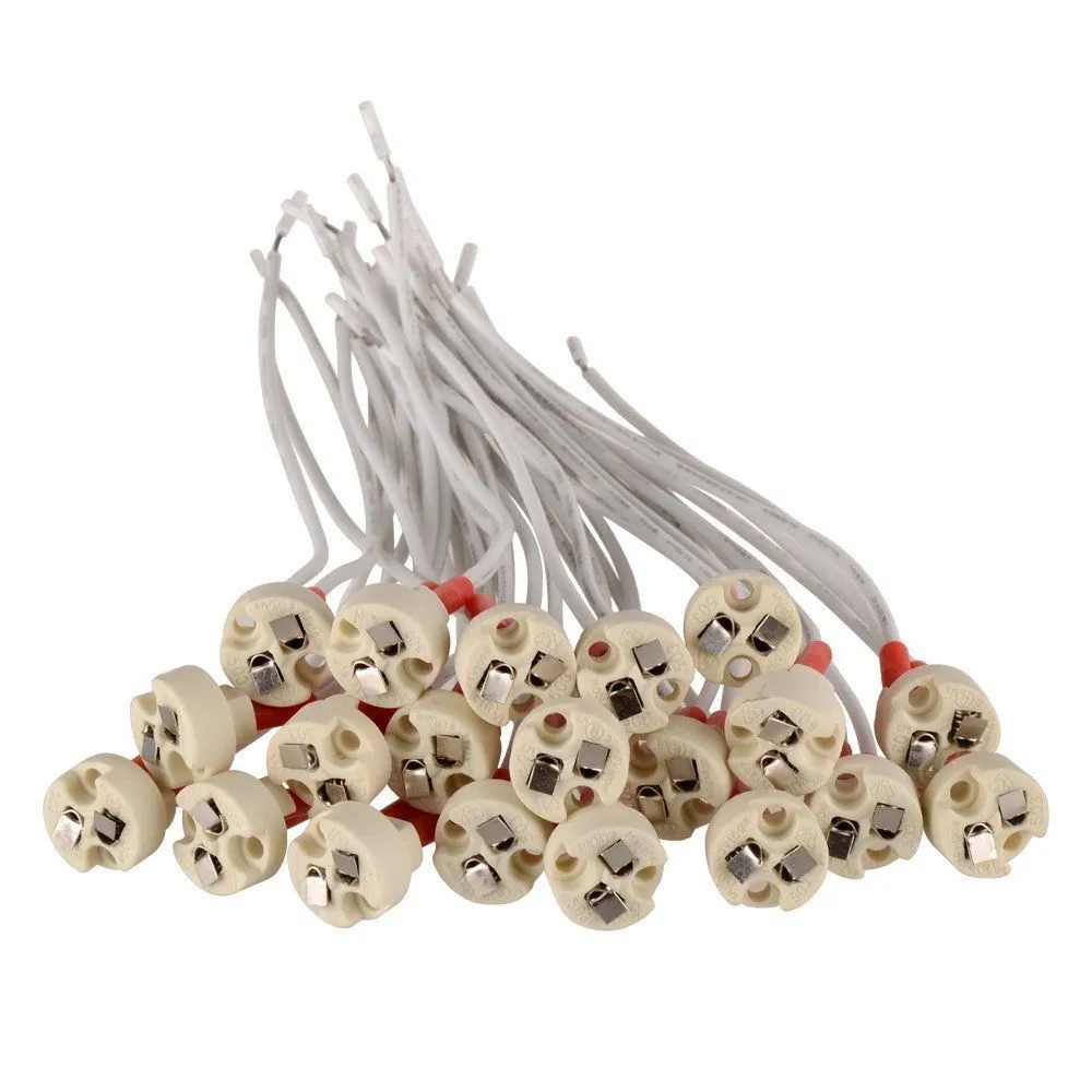 100pcs MR16 MR11 Socket LED Lamp Bulb Holder Base Ceramic Cable Main Wire Connector