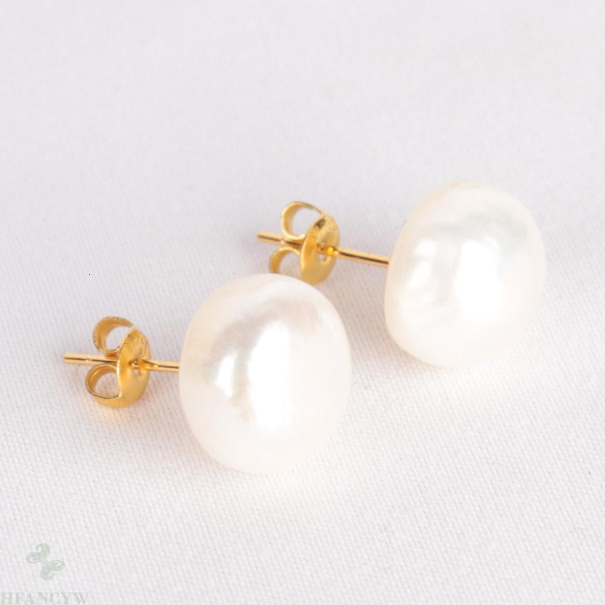 Stud 1214MM Mabe White Baroque Pearl 18K Gold Earrings Classic Ma Bei Personality Gorgeous Delicate 230425