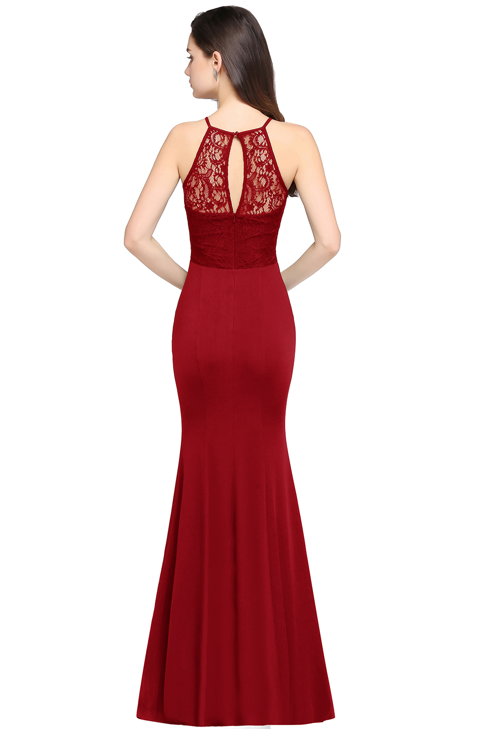Evening Dresses Elegant A E Jewel Neck Sleeveless Long Halter Lace Trumpet/Mermaid Chiffon Skirt Prom Party Gowns Bridesmaid Wears Cps617