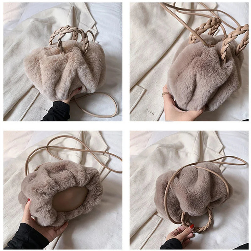 Evening Bags Plush Bag Winter Women Fashion Handbags Cloud Faux Fur Purse Fashion Casual All-match Women's Shoulder Bag Fluffy Bag R250317