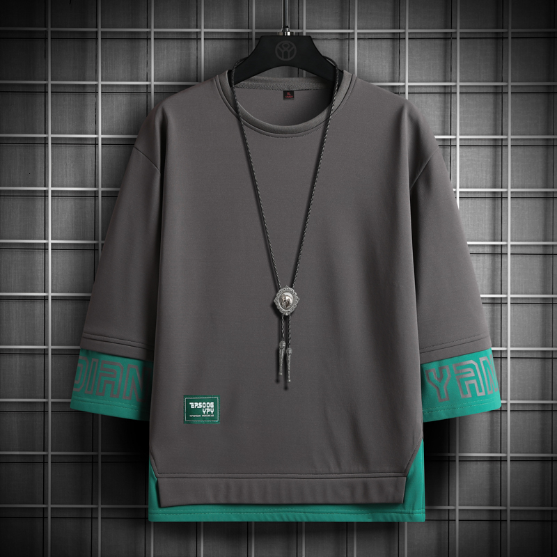 Men's T-Shirts Hip Hop Loose Mens Streetwear T-shirts Casual Patchwork Summer Short Sleeves Black White Tshirt Tees Plus Oversize 5XL 230425