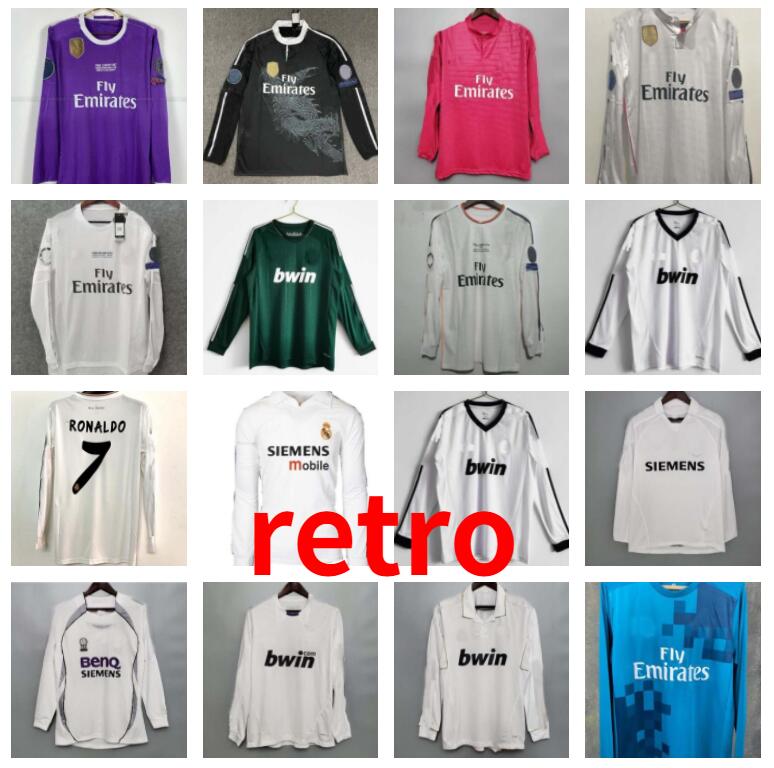 

kaka BENZEMA retro soccer jerseys Di Maria ALONSO RONALDO MODRIC HIGUAIN Real madrids classic vintage football shirt long sleeve 01 02 05 06 07 10 11 12 13 14 15 16 17 18, Long sleeves