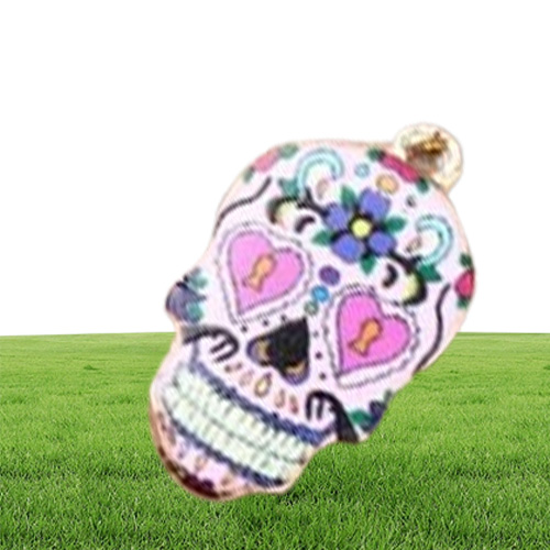 100 PCSLot Skull Charms Skeleton Pendants Diy Jewelry Accessories In Gold Metal 7 different colors