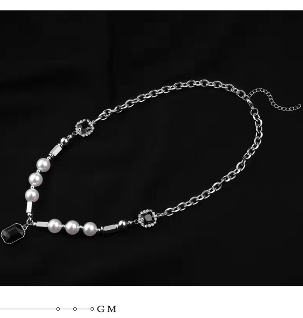 Pendant Necklaces Hiphop Black Rhinestones Pearl Men Steel Mens Jewellery Man Necklac 230424
