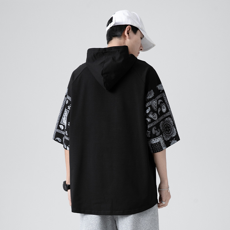 Men's T-Shirts Fashion Summer Hooded T-shirt Men's Harajuku Men's Super Large Paisley T-shirt Casual Cotton T-shirt Street Clothing Top