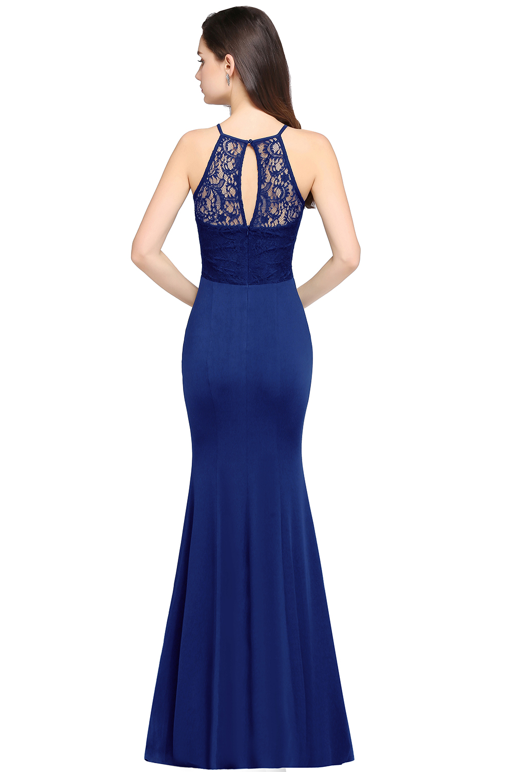 Evening Dresses Elegant A E Jewel Neck Sleeveless Long Halter Lace Trumpet/Mermaid Chiffon Skirt Prom Party Gowns Bridesmaid Wears Cps617
