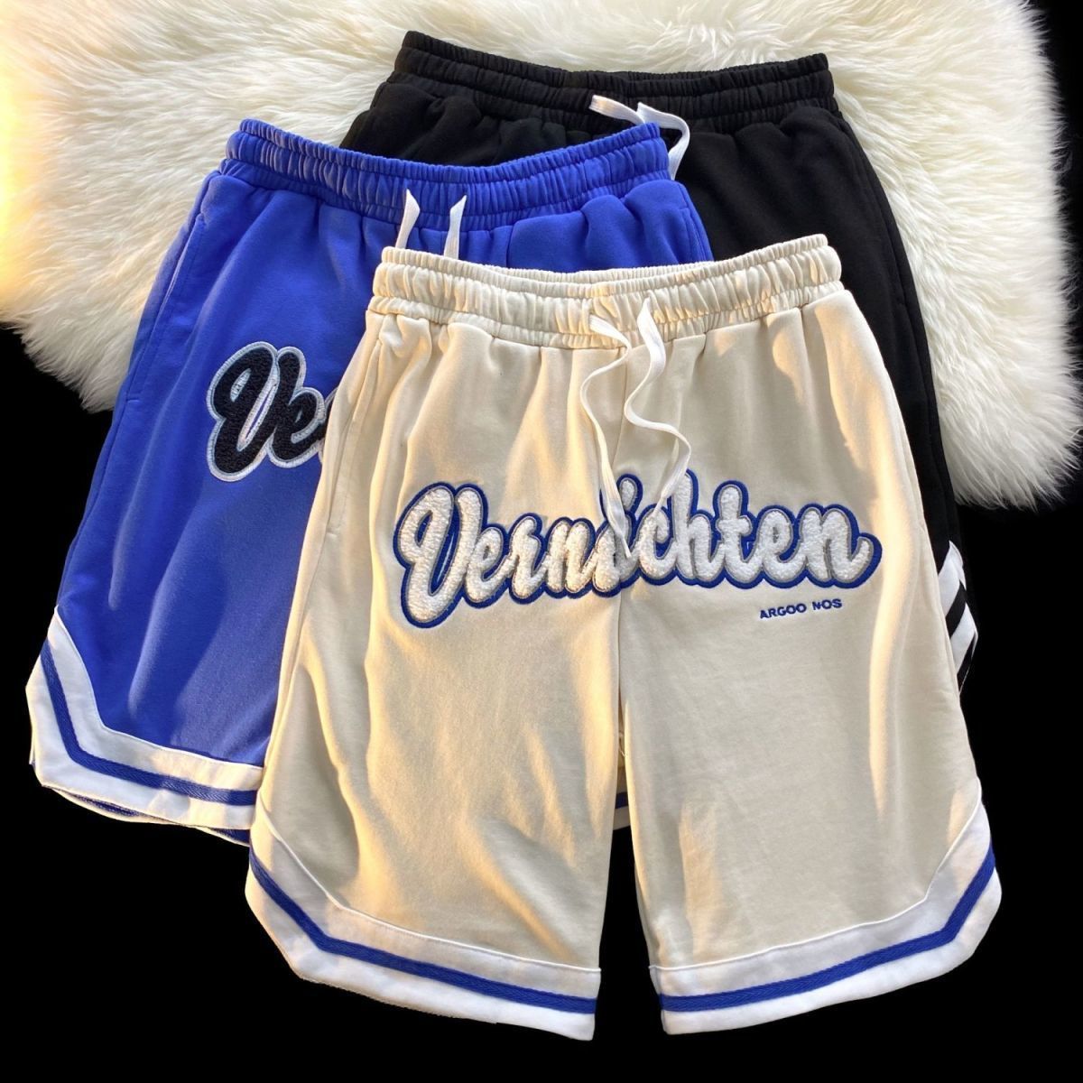 Men's Shorts Letter Flocking Embroidery Loose Casual Shorts for Women's Summer Y2K Retro Street Sports Couple Shorts for Women's Shorts