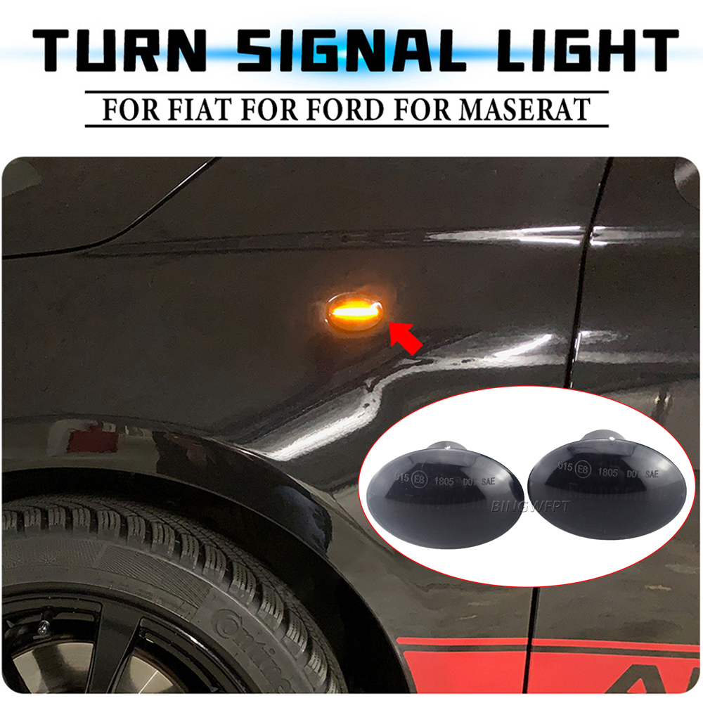 2pcs LED dynamic side marker light turn signal lamp for FIAT 4S 63 3P NUOVA 500 ABARTH For Ford KA DESDE Lancia YPSILON Maserati