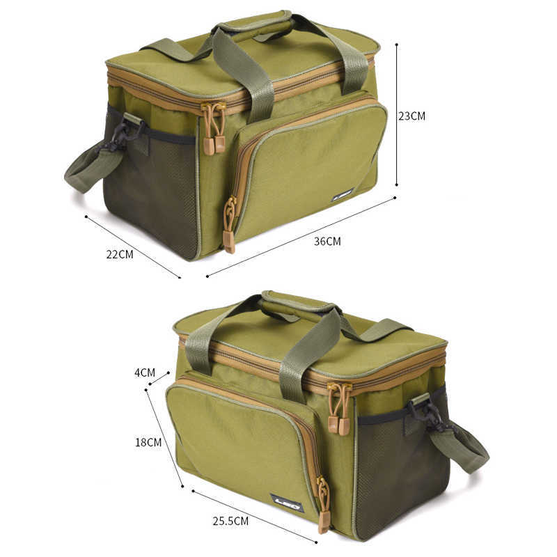 Outdoor Bags Multifunctiona grande capacidade de pesca porttil durvel lona bolsa de ombro pacote saco de pesca equipamento de pesca isca carretel saco
