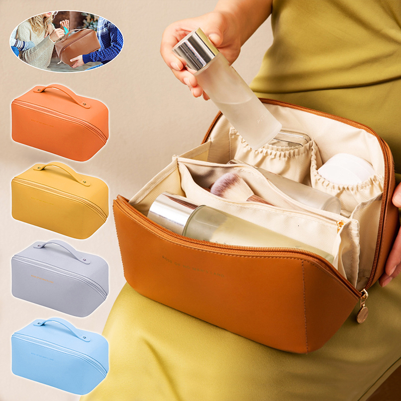 Cosmetic Bags Cases Cosmetic Bag For Women Large Makeup Pouch Portable Travel Toiletry Bag Pu Bathroom Washbag Multifunctional Toiletry Kit 230425