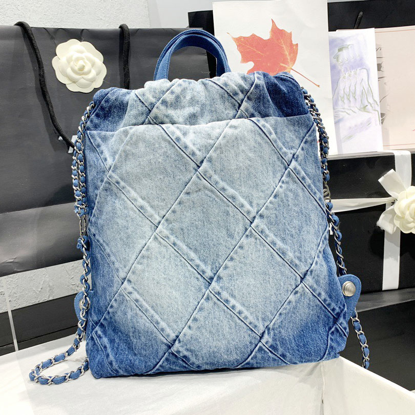 TOP Designer Bag Denim 22P bag Chain Backpack Backpack Handbag Fashion Trendy Women's Bag, Gradient denim
