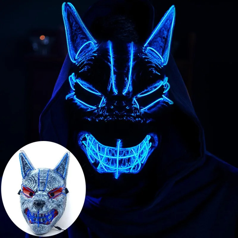 Other Festive Party Supplies wolf mask cosplay halloween ghostface masks full face led fun scream ghost oni demon slayer horror maskking for parties M