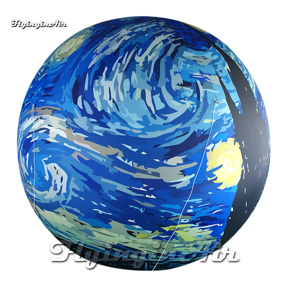 Artistic Balloon Large Hanging Inflatable Sphere Printed Ball With Van Gogh's Oil Painting of The Starry Sky For Museum Decoration